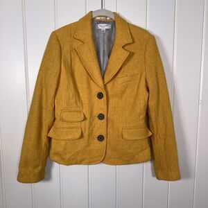 Paul & Joe For Target Blazer 12 Yellow Gold 100% Shetland Wool, Three Button